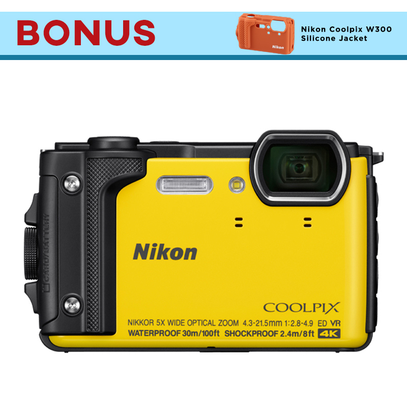 Nikon Coolpix W300 Waterproof Camera Yellow + BONUS Silicone Jacket