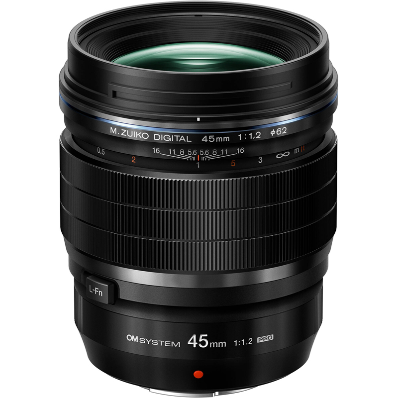 OM SYSTEM PRO 45mm f/1.2 Black Lens