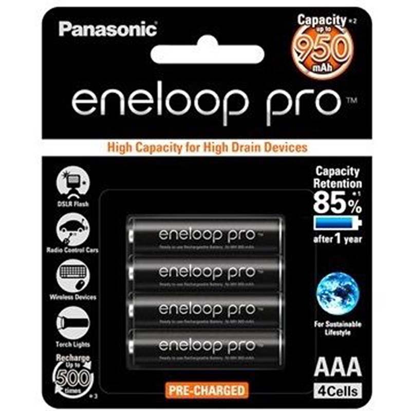 Panasonic AAA Eneloop Pro Pre-charged 950mAh Rechargeable Batteries 4 Pack BK-4HCCE/4BT