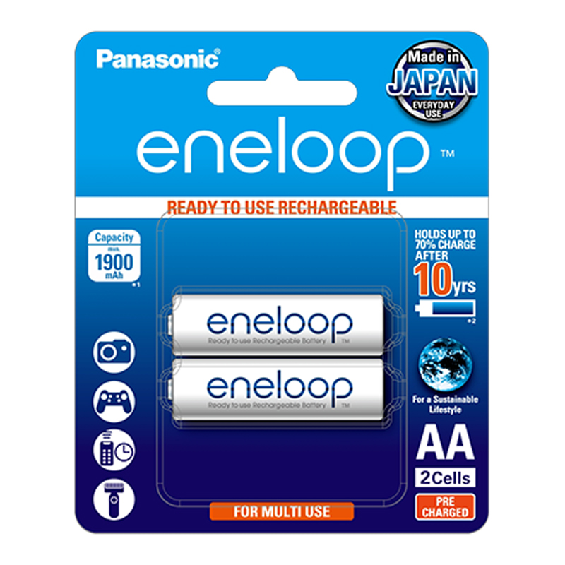Panasonic Eneloop AA 2000mAh - 2 Pack Batteries Pre-Charged