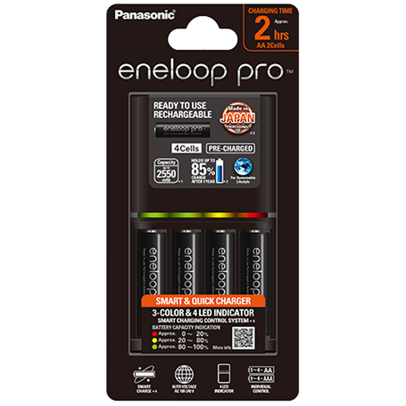 Panasonic Eneloop Pro Quick Charger with 4x AA Batteries