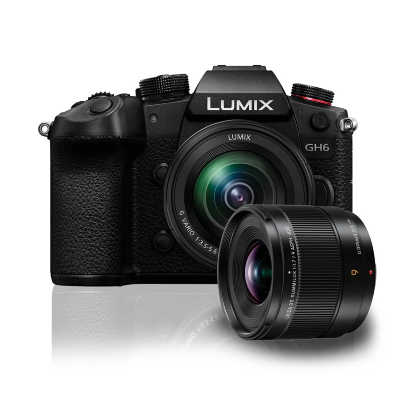 Panasonic GH6 Body w/Lumix 12-60mm f/3.5-5.6 Lens CSC w/ Bonus Lumix G Leica 9mm Lens