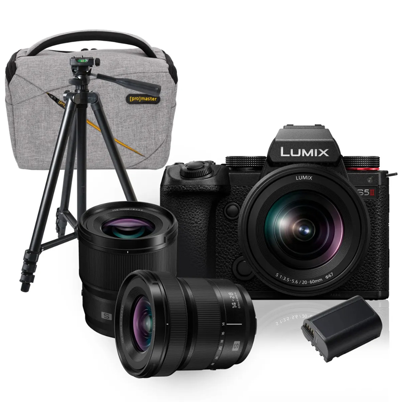 Panasonic Lumix S5II Body w/Lu mix 20-60mm,S 50mm &Bonus Batt Bag,Tripod &S14-28mm Lens CSC