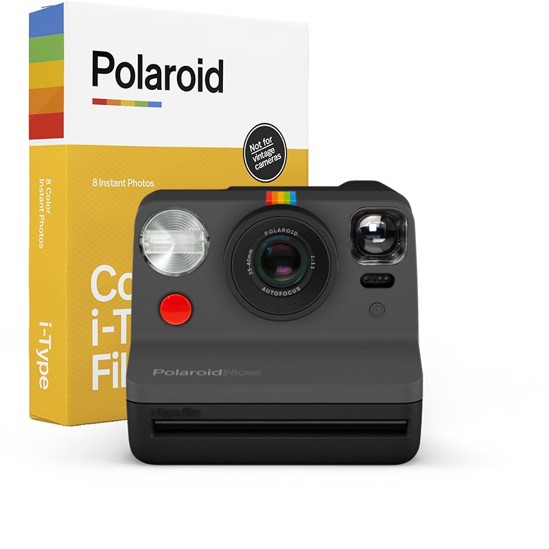 Polaroid Now - Black i-Type Instant Camera w/ BONUS Film (8 Exposures)