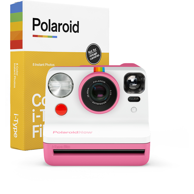 Polaroid Now - Pink i-Type Instant Camera w/ BONUS Film (8 Exposures)