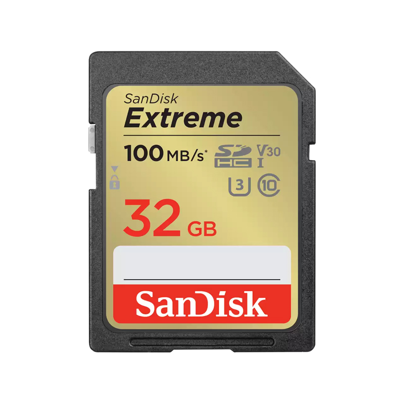 SanDisk Extreme SDHC 32GB 100MB/S R 60MB/S W UHS-I U3 C10 V30 Card