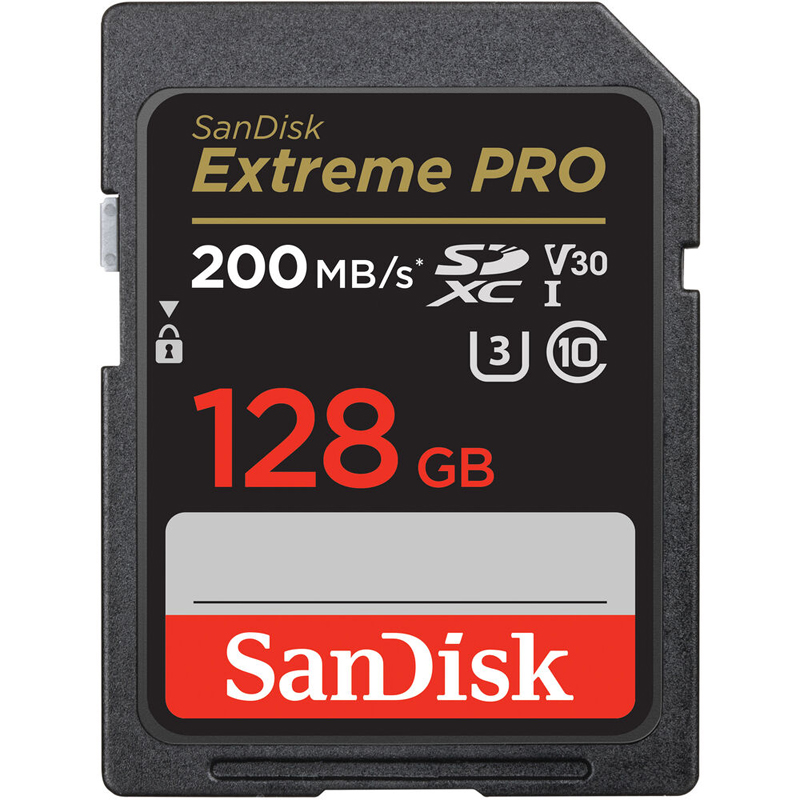 SanDisk Extreme PRO 128GB UHS-I (U3) V30 SDXC - 200 MB/s Read - SD Memory Card