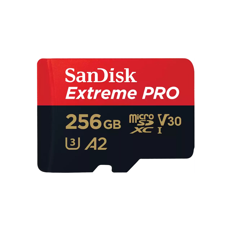 SanDisk Extreme PRO microSDXC 256GB 200MB/s R 140MB/s W UHS-I U3 C10 V30 A2 Card