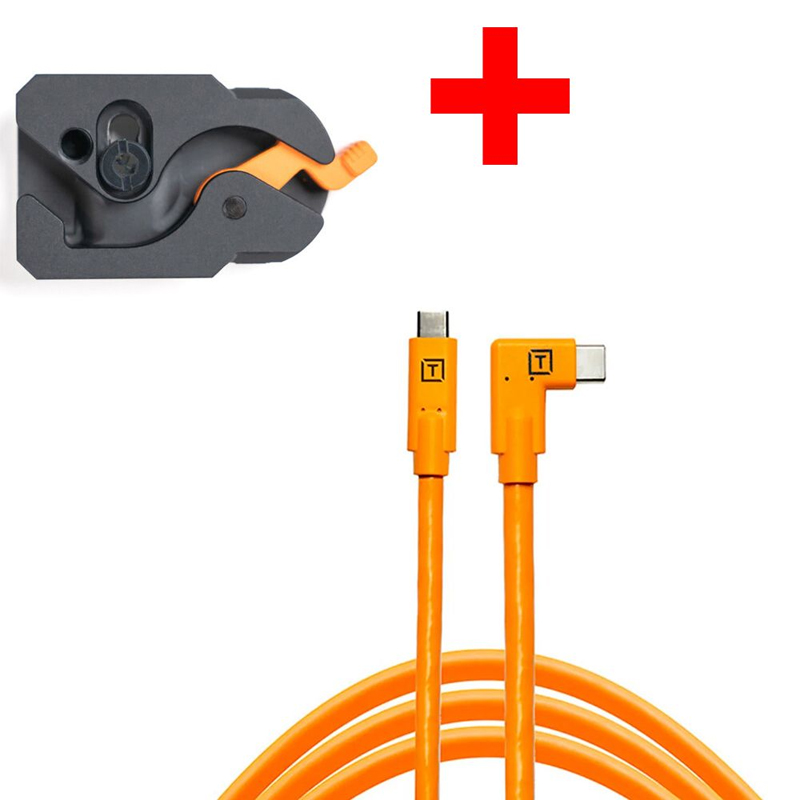Tether Tools Tetherguard Leverlock Plate + USB-C 4.6m Orange Right Angle Org Kit