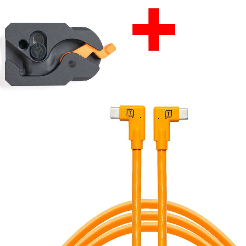 Tether Tools Leverlock Plate + USB-C 4.6m Orange R/Angle/R to Angle Org Kit