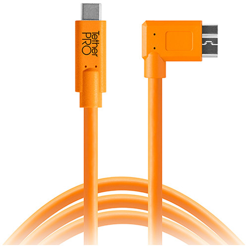 Tether Tools TetherPro USB-C to USB 3.0 Micro-B Right Angle 4.6M Cable (Orange)