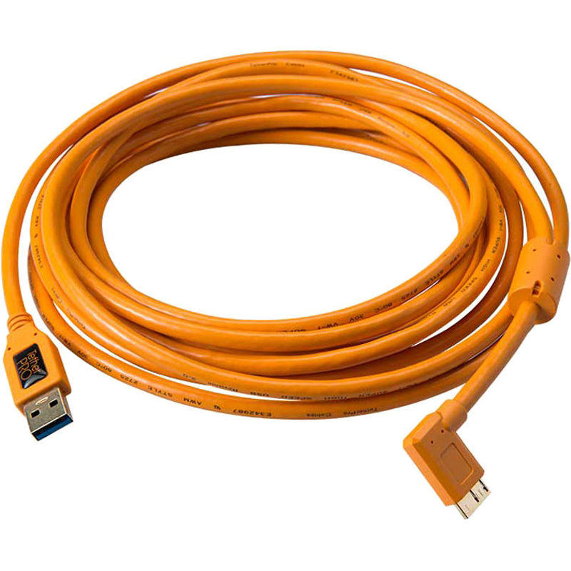 Tether Tools USB 3.0 Type-A Male to Micro-USB Right-Angle Male Cable (Orange)