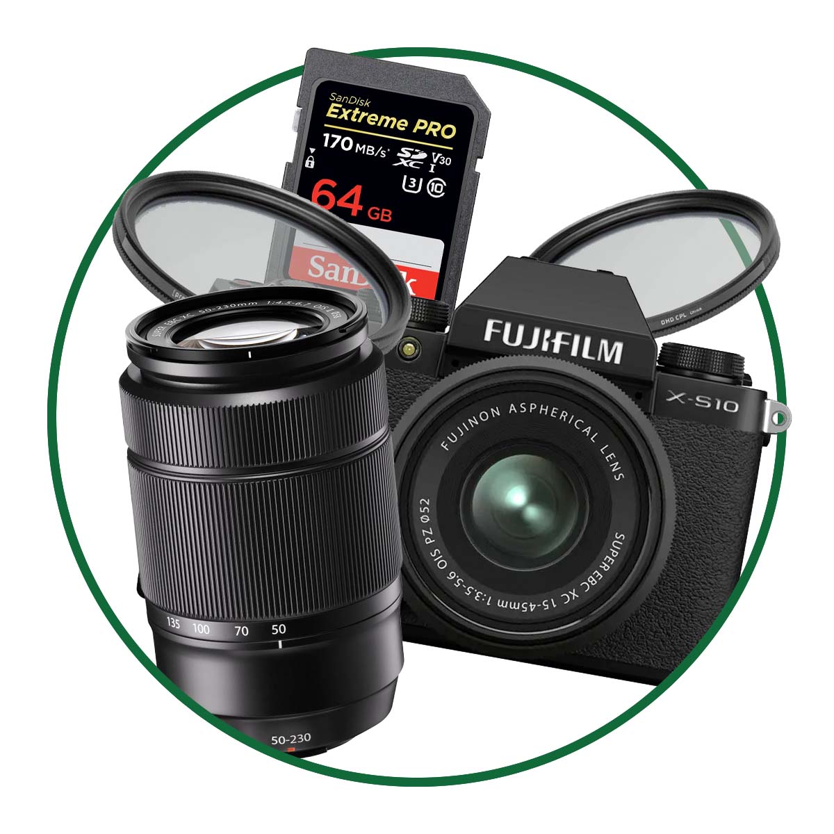 FujiFilm X-S10 Twin Bundle w/ XC 15-45mm + XC 50-230 + 64GB