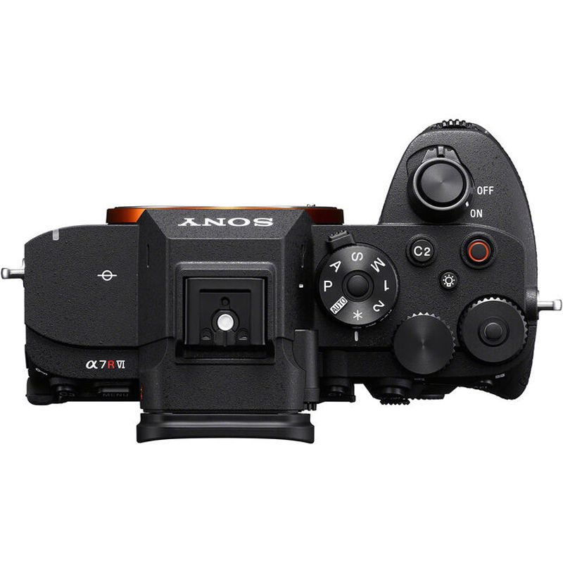 Sony A7R VI top plate showing the mode dial and control layout